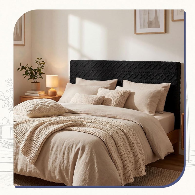 Gilprop Bed Headboard Cover Stretch Jacquard Bed Head Board Slipcover Dustproof Protector Velvet Cover for Bedroom Decor(Black Queen 59"-67") - Image 4